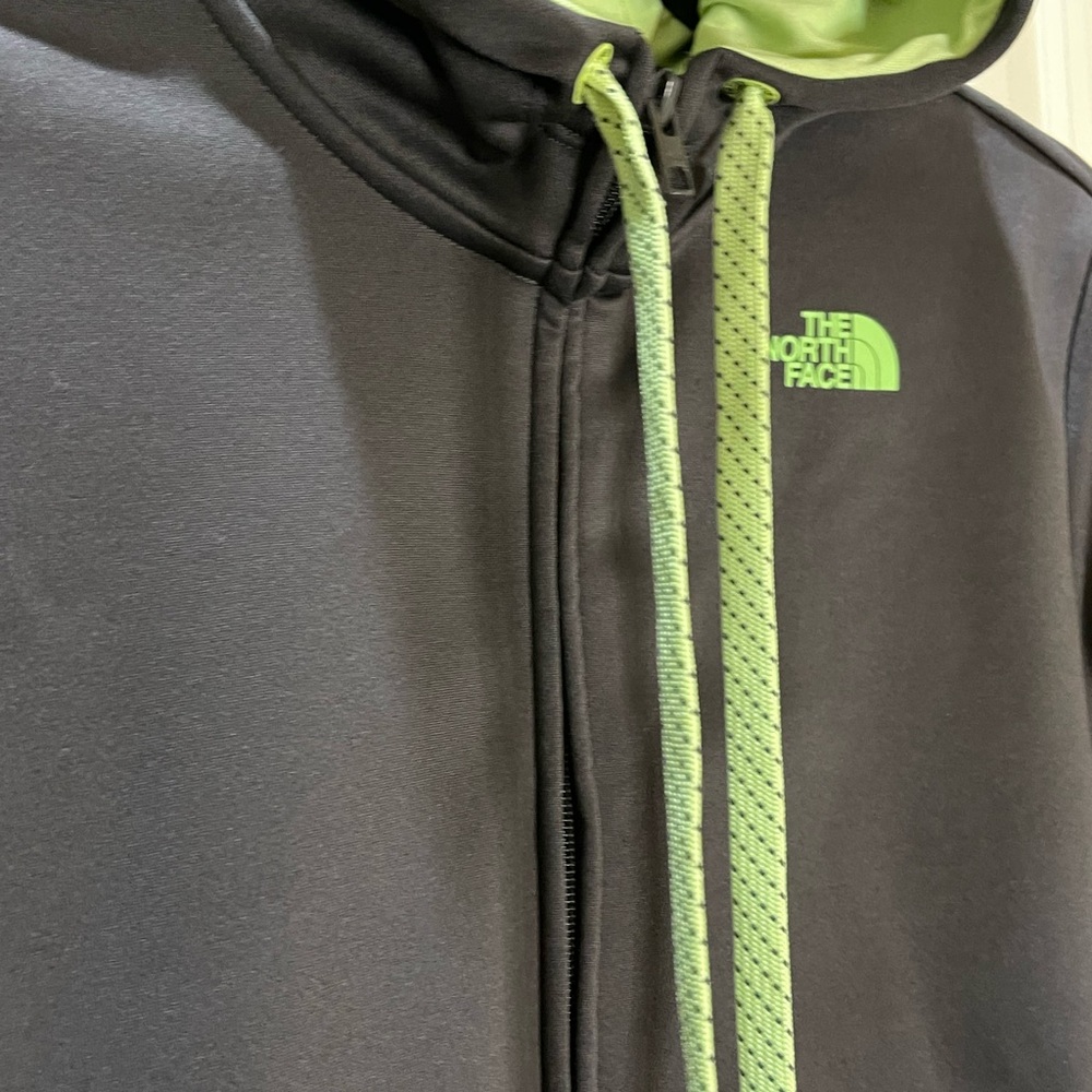The North Face Full Zip Hooded Jacket Charcoal Gray & Neon Green Size L - Picture 4 of 7
